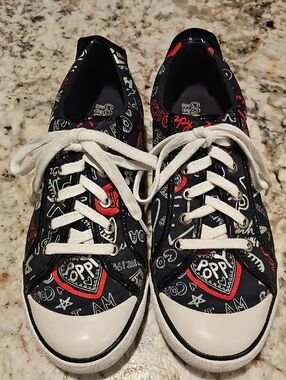 Coach Black Sneakers with Red and White Graphic Accents